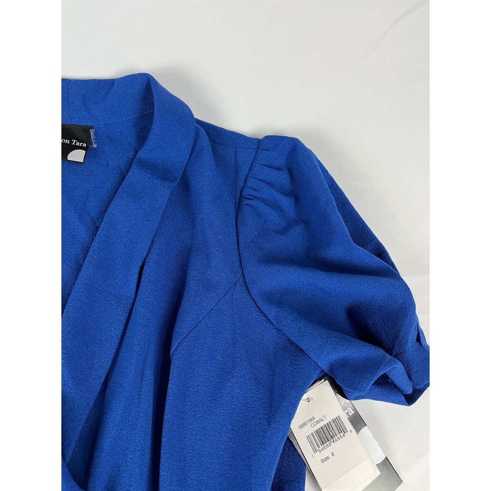 Maison Tara Women's Cobalt Blue V Neck Belted Wrap Dress Size‎ 8 Short Sleeve